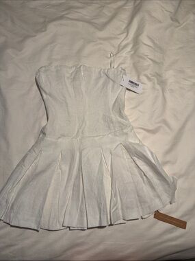 Reformation strapless linen dress